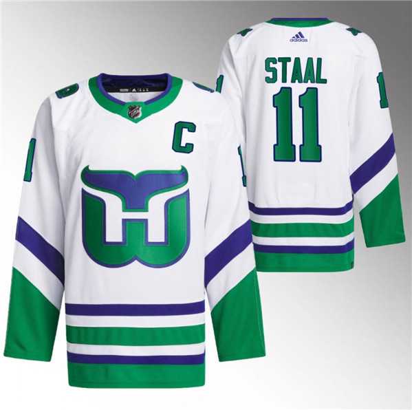 Mens Carolina Hurricanes #11 Jordan Staal White 2023-24 Stitched Jersey Dzhi